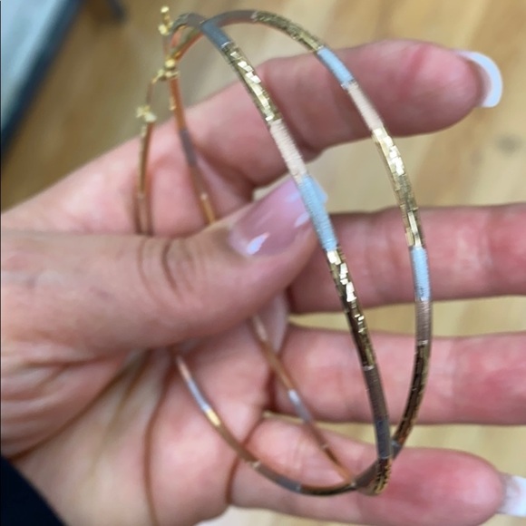 3” inches large 14k yellow Gold Hoop Earrings - Picture 3 of 6